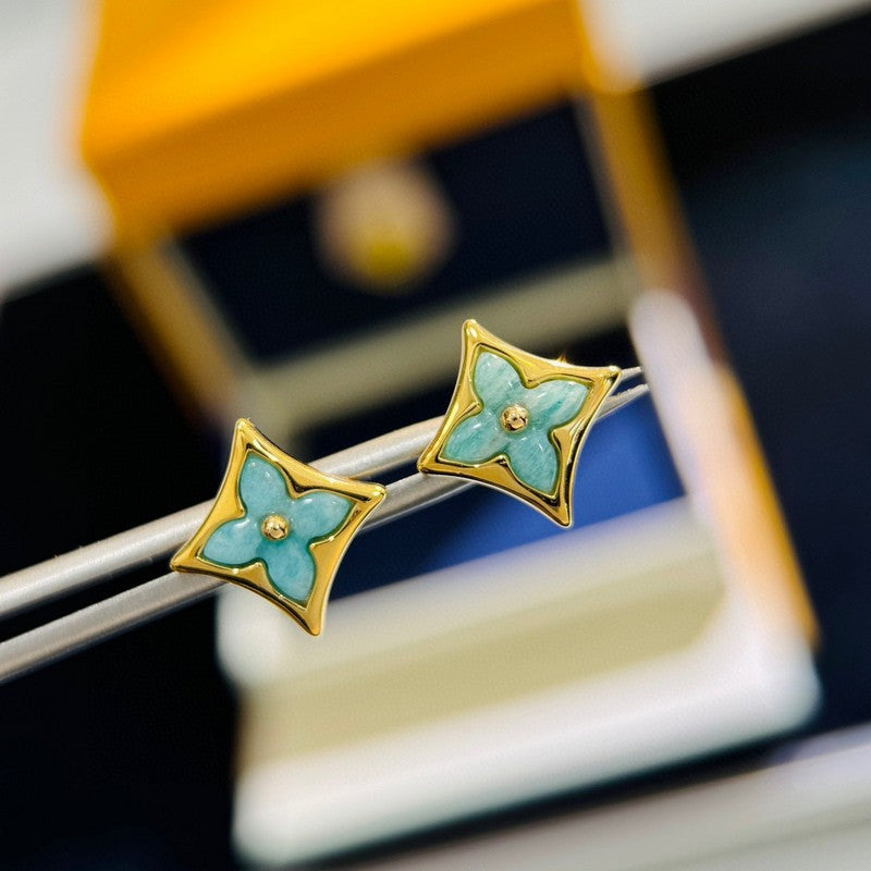 18K Louis Vuitton Blue Color Blossom BB Star Earrings