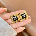 18K Chanel Black Gold Earrings