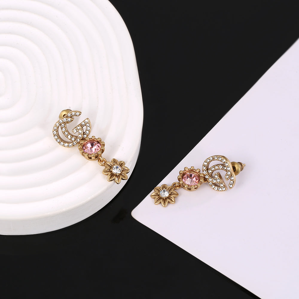 18K Gucci Flower Crystal Earrings