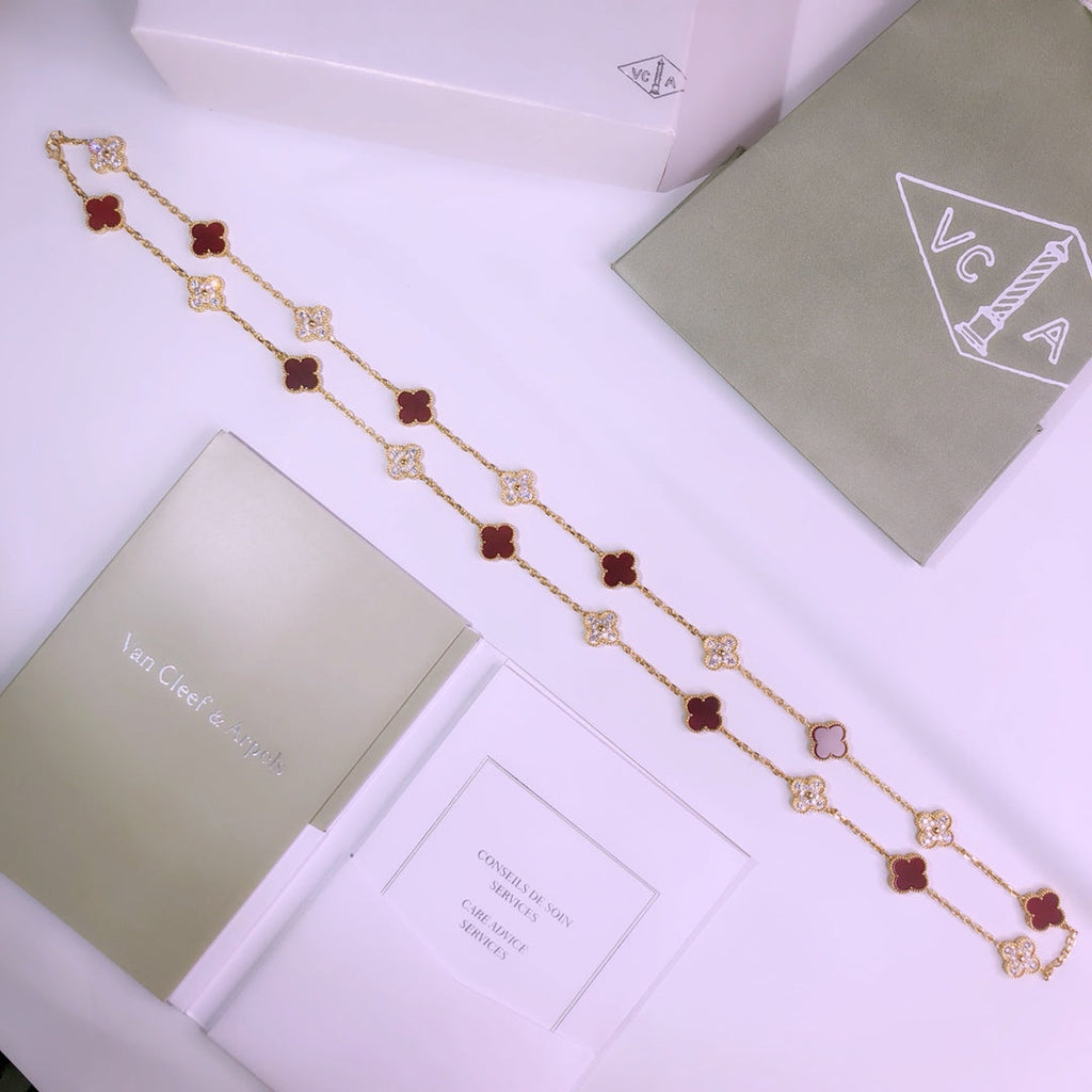 18K Van Cleef & Arpels Vintage Alhambra 20 Motifs Long Necklace