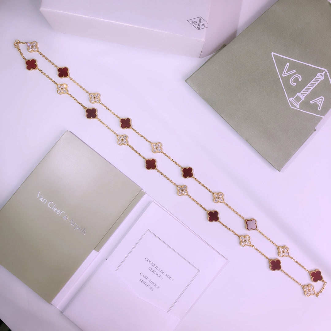 18K Van Cleef & Arpels Vintage Alhambra 20 Motifs Long Necklace
