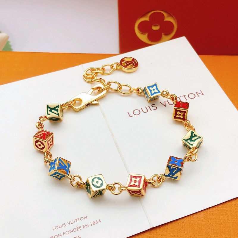 18K Louis Vuitton Color Dice Gold Bracelet