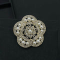 18K Chanel Camellia Diamond Pearl Brooch