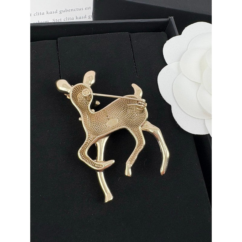 18K Chanel Deer Gold Brooch