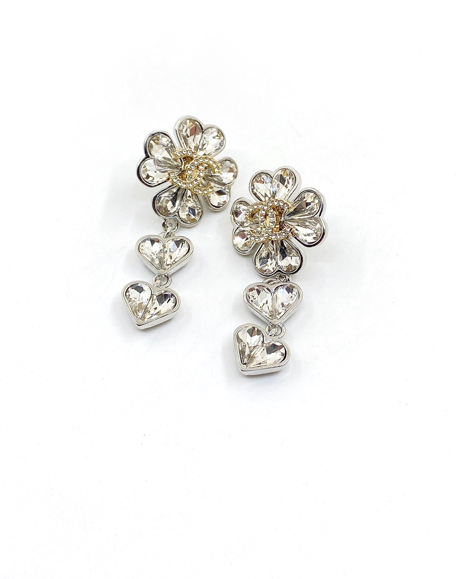 18K Chanel Crystal Flower Earrings