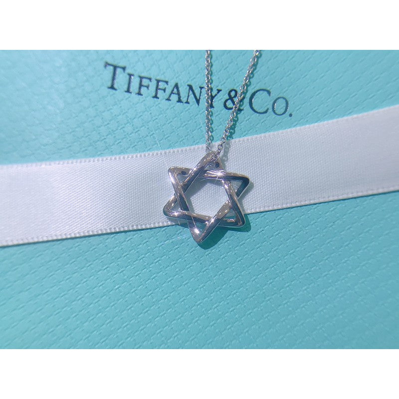 18K Tiffany Star of David Pendant Necklace
