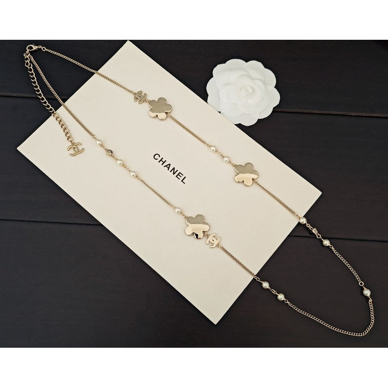 18K Chanel Blue Flower Long Necklace