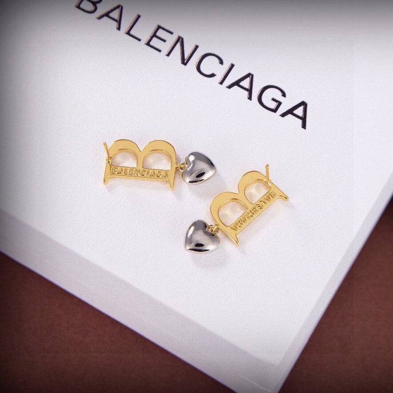 18K Balenciaga Heart Drop Earrings