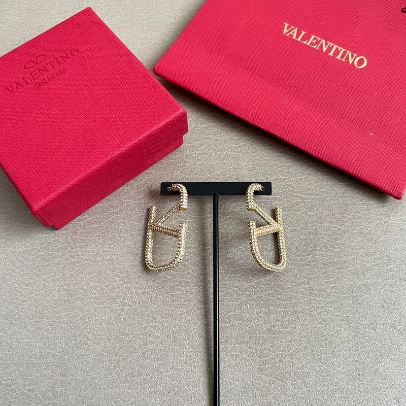 18K Valentino Vlogo Diamond Earrings