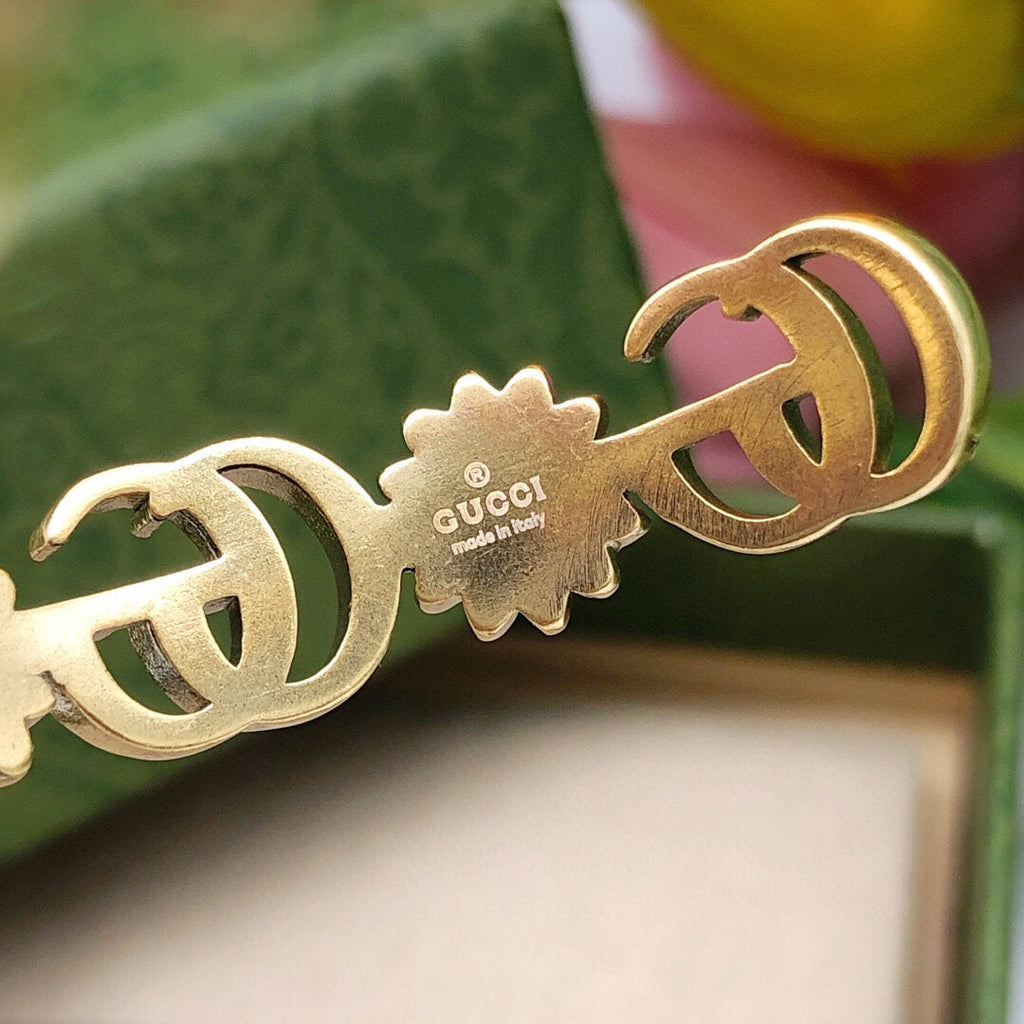 18K Gucci Flowers Open Cuff Bracelet