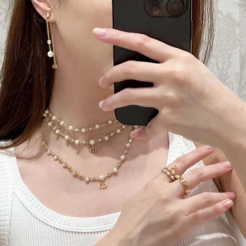 18K Dior Pearl Chain Necklace