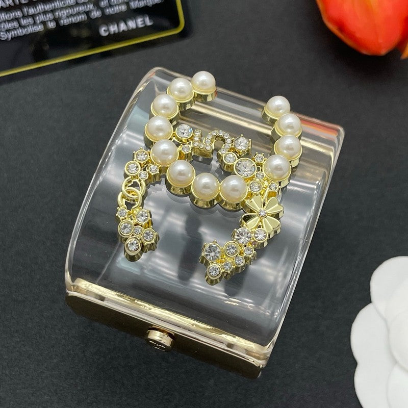 18K Chanel Pearl & Diamond Transparent Cuff Bracelet
