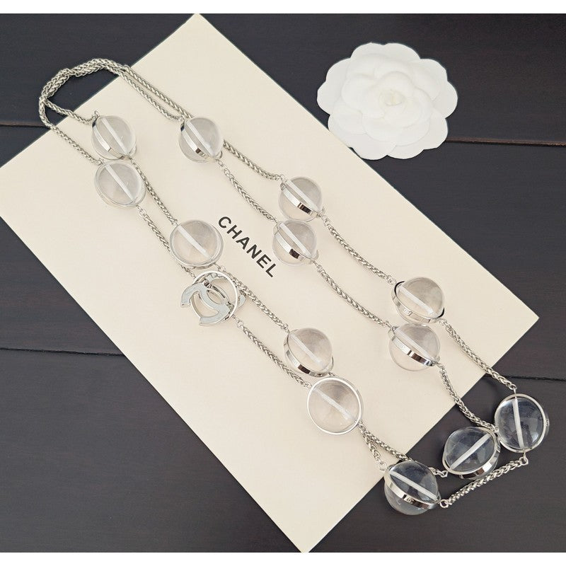 18K Chanel Crystal Bead Long Necklace