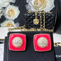 18K Chanel Red Gold Diamond Earrings