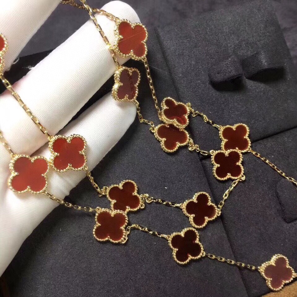 18K Van Cleef & Arpels Vintage Alhambra 20 Motifs Long Necklace