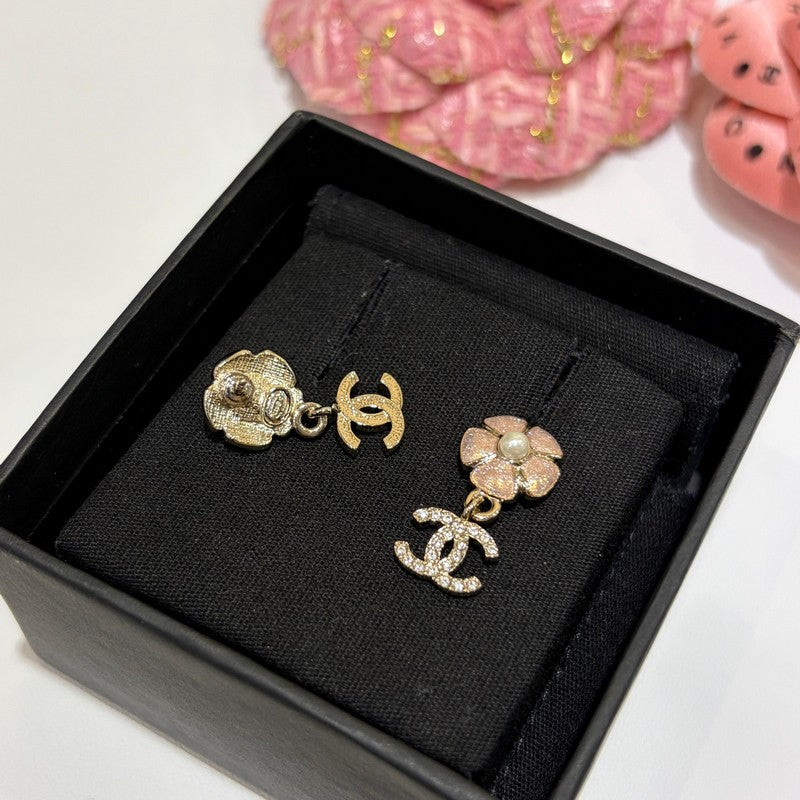 18K Chanel 26C Pink Camellia Earrings