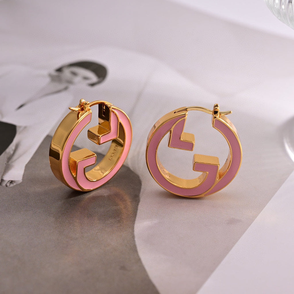 18K Gucci Pink Hollow Earrings