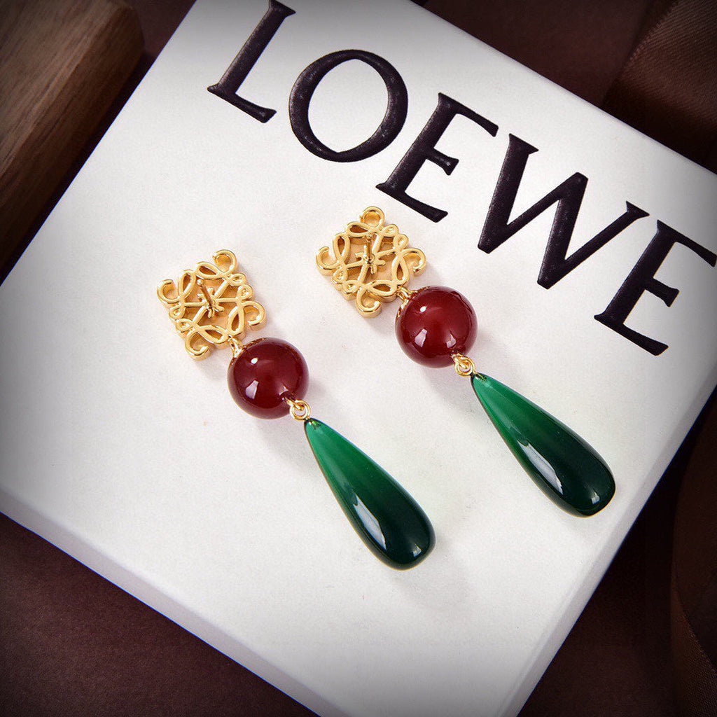 18K Loewe Anagram Color Crystals Earrings