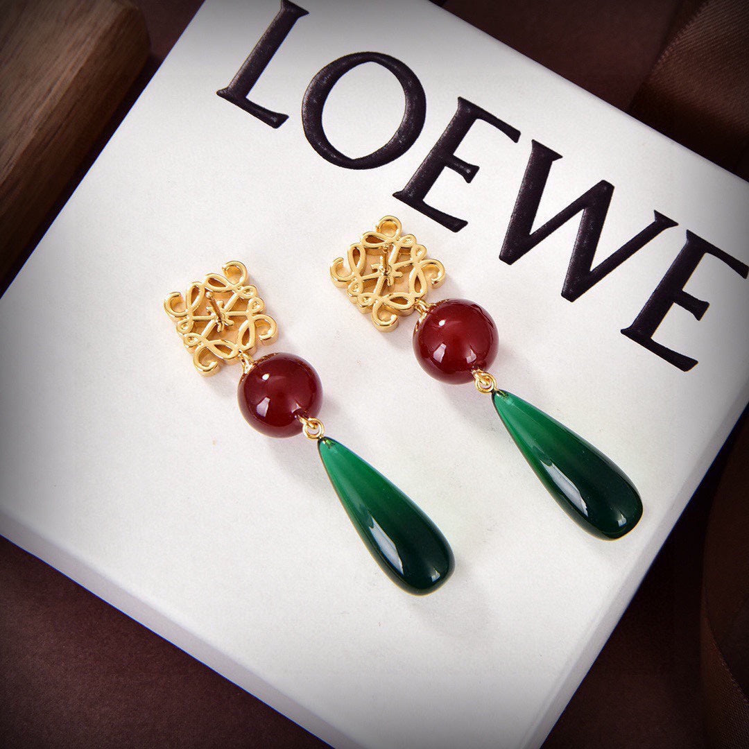 18K Loewe Anagram Color Crystals Earrings