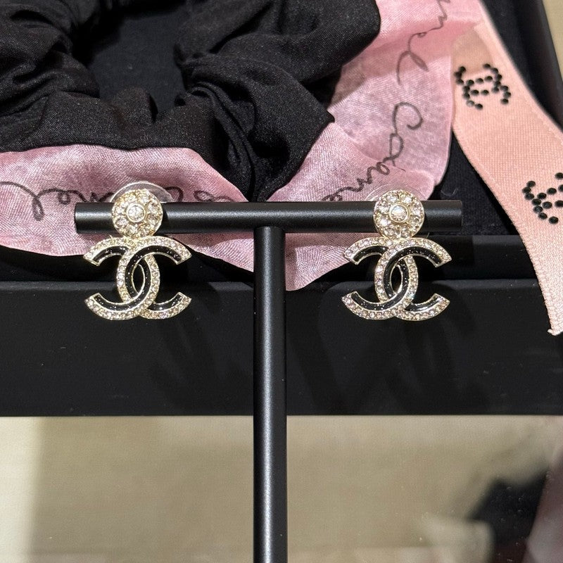 18K Chanel Black Diamond Earrings