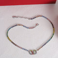 18K Valentino Vlogo Multi-Color Crystals Necklace