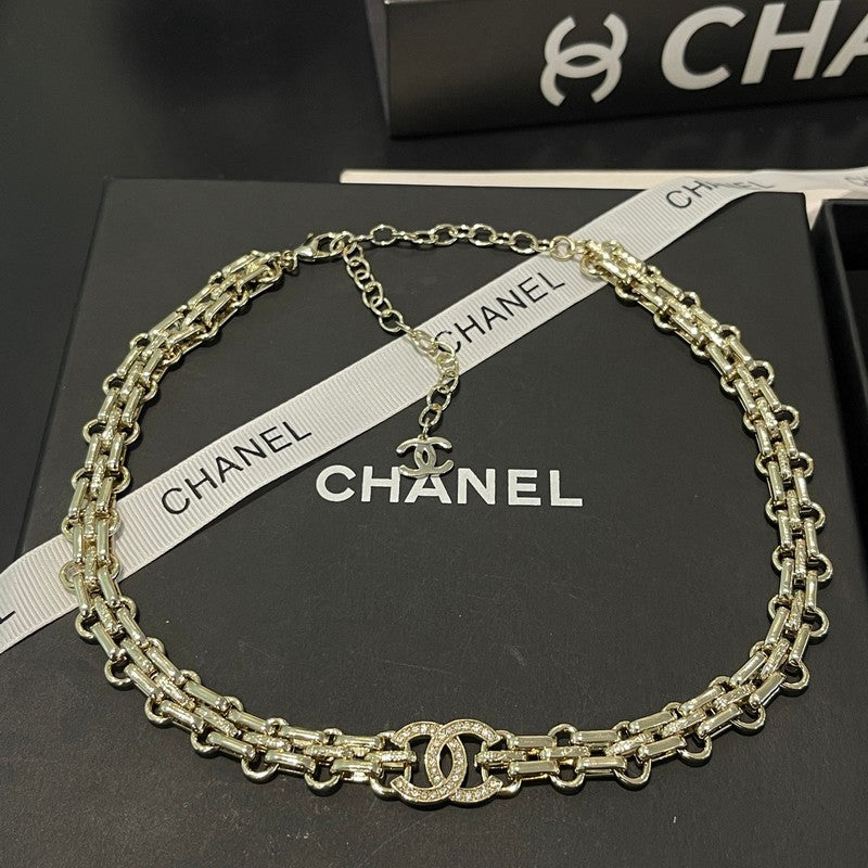 18K Chanel Pave Diamond Gold Necklace