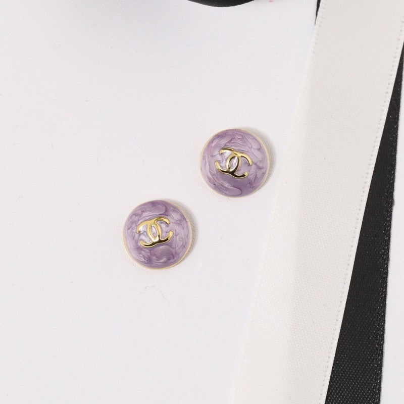 18K Chanel Purple & Pink Gold Earrings