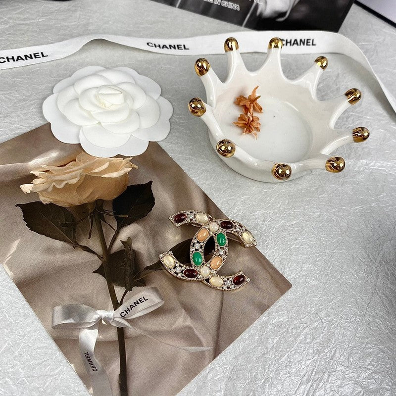 18K Chanel Color Crystal Diamond Brooch