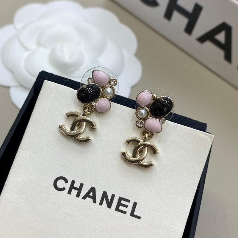 18K Chanel 25K Black & Pink Gold Earrings