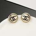 18K Chanel Black Button Earrings