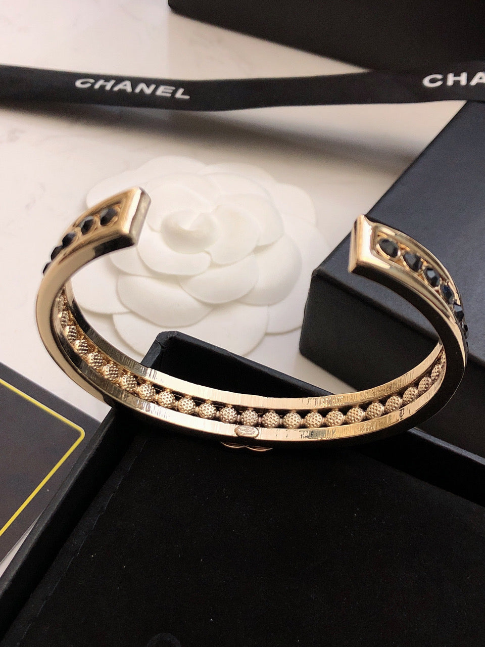 18K Chanel Crystal Open Cuff Bracelet