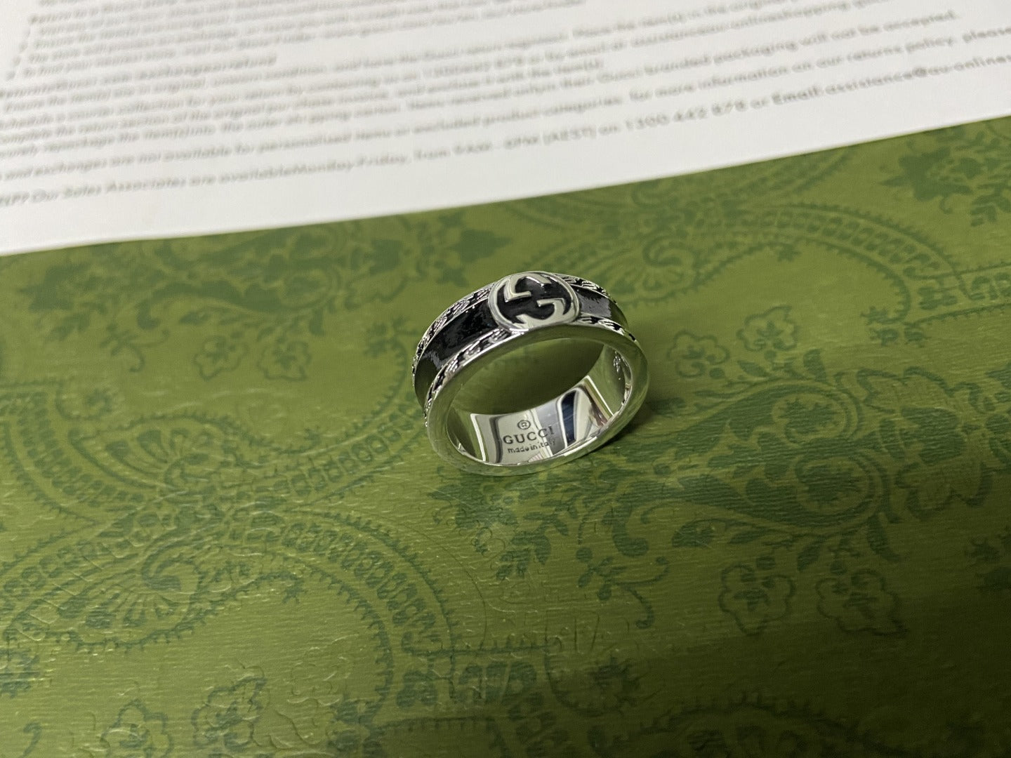 Gucci Interlocking G Black Enamel Ring