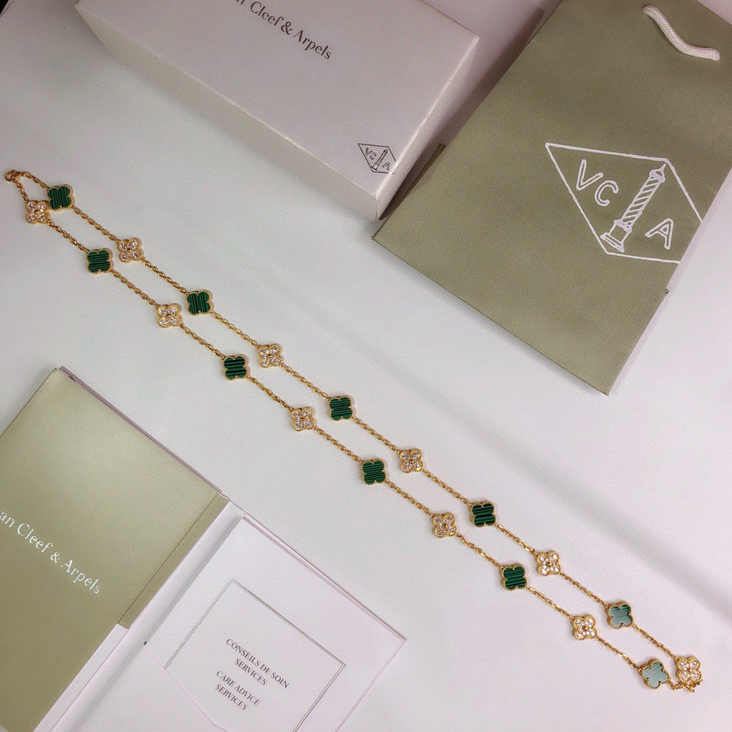 18K Van Cleef & Arpels Vintage Alhambra 20 Motifs Long Clover Necklace