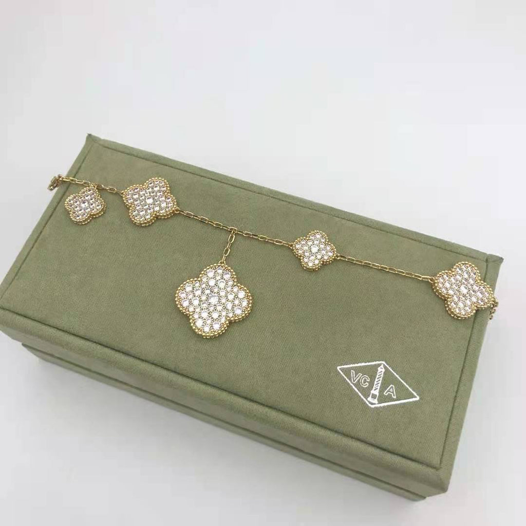 18K Van Cleef & Arpels Magic Alhambra Five Motifs Diamonds Bracelet