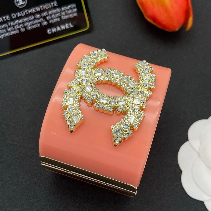 18K Chanel Pearl Diamond Pink Cuff Bracelet
