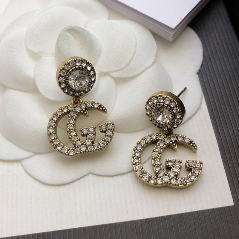 18K Gucci Crystal Pendant Earrings