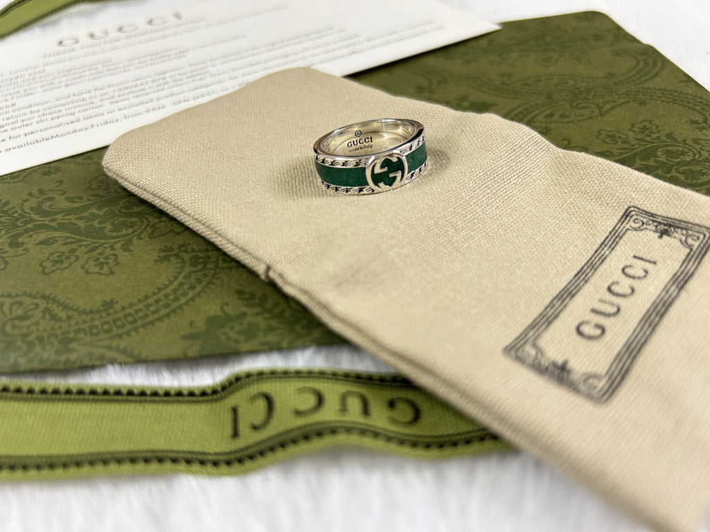 Gucci Interlocking G Turquoise Enamel Ring