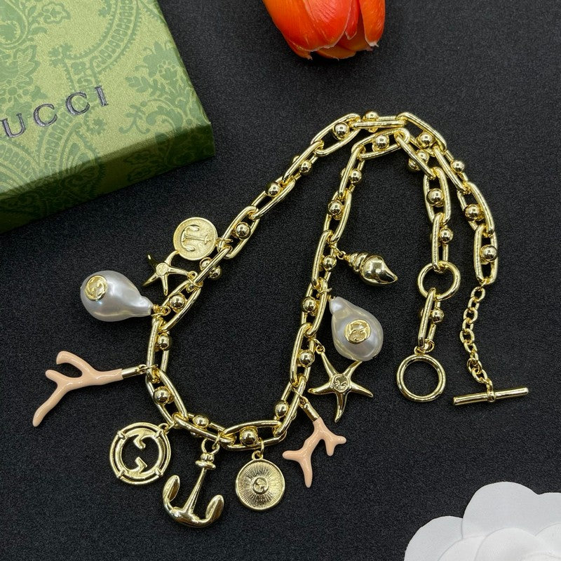 18K Gucci Interlocking G Element Gold Necklace