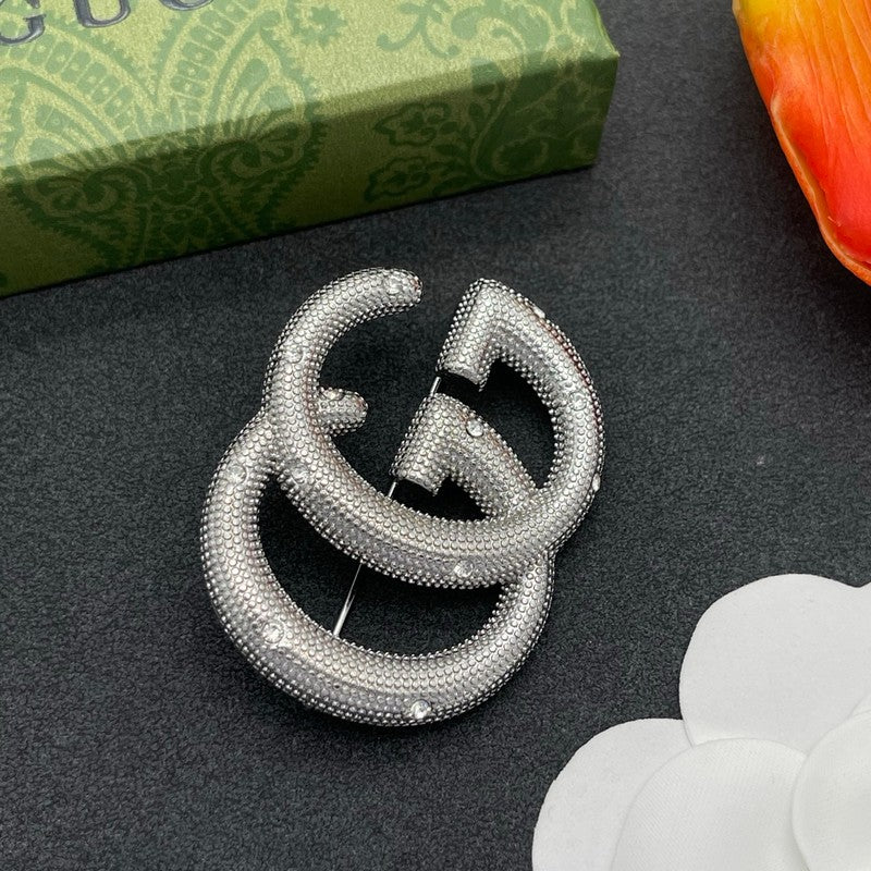 18K Gucci Gold Diamond Brooch