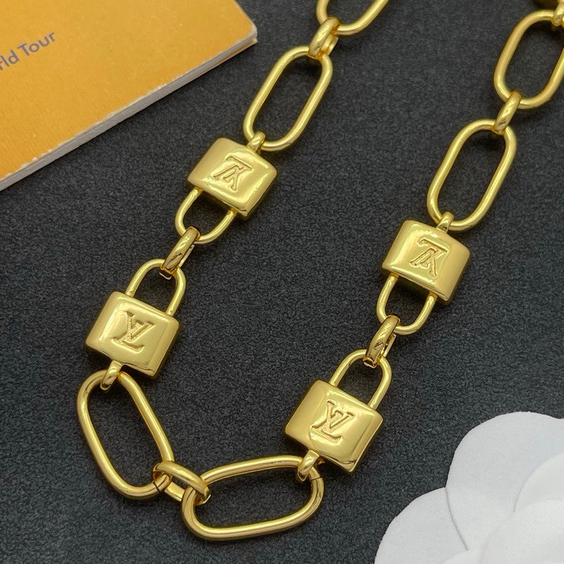 18K Louis Vuitton Lock Gold Chain Necklace