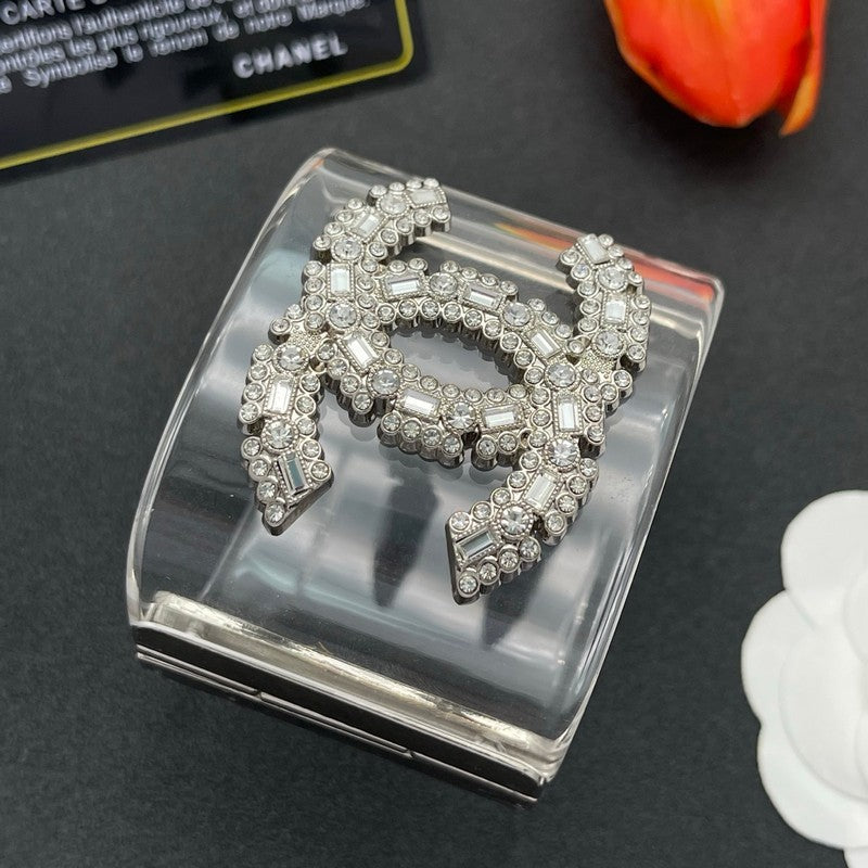18K Chanel Pearl Diamond Transparent Cuff Bracelet