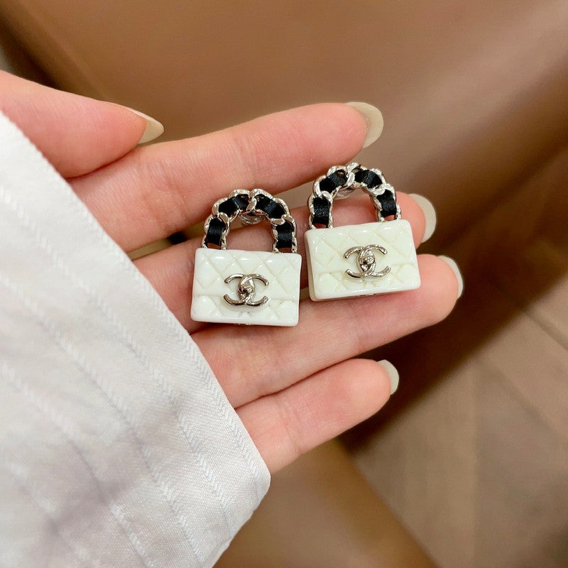 18K Chanel Color Bag Gold Earrings