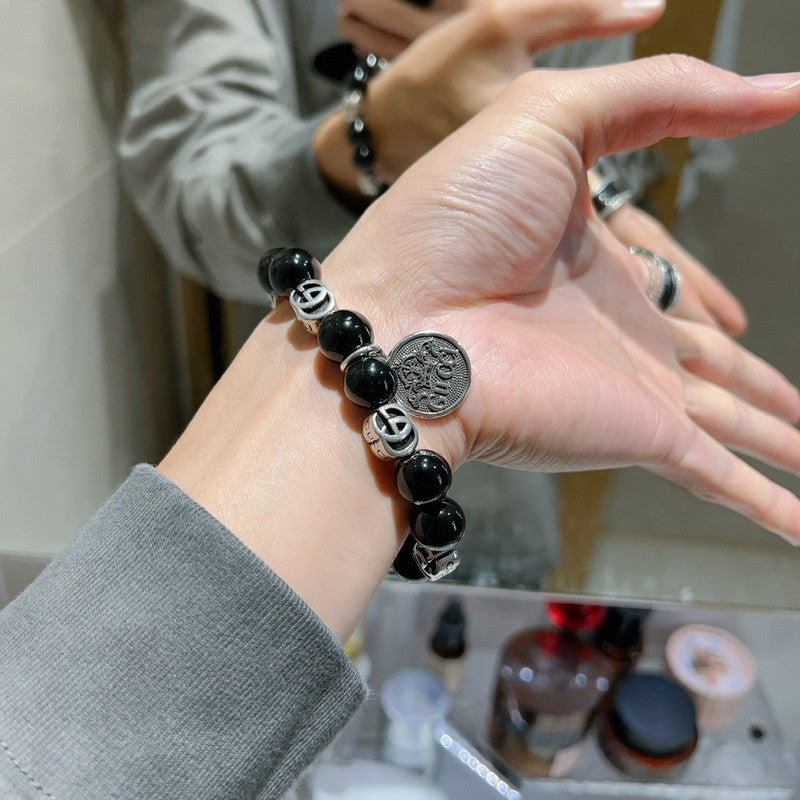 18K Gucci Anger Forest Black Bead Chain Bracelet