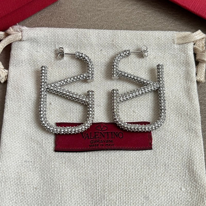18K Valentino Vlogo Diamond Earrings