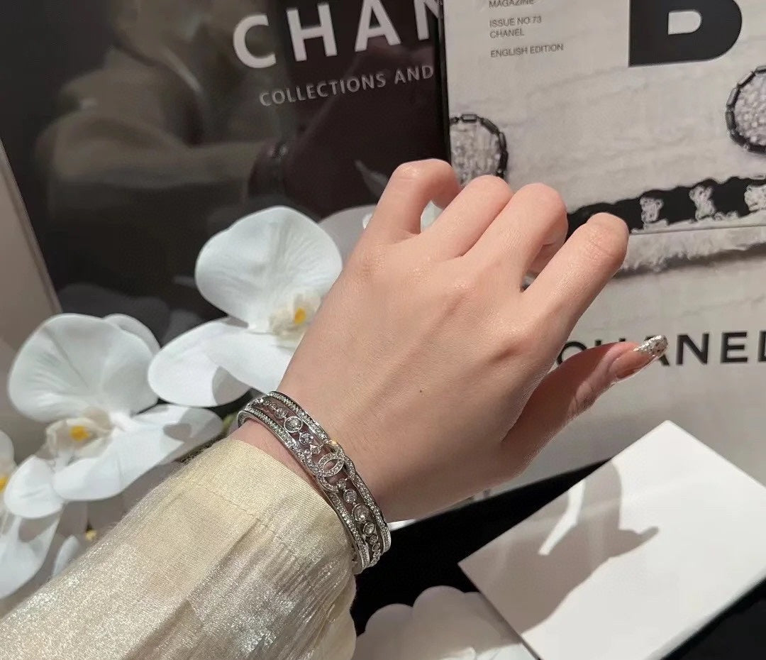 18K Chanel Cuff Crystals Open Bracelet