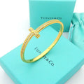 18K Tiffany Wide Diamond Bangle Bracelet