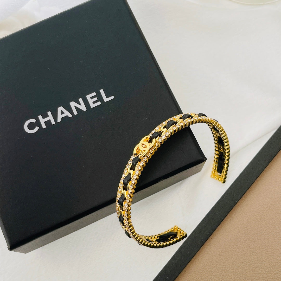 18K Chanel Black Strass Cuff Bracelet