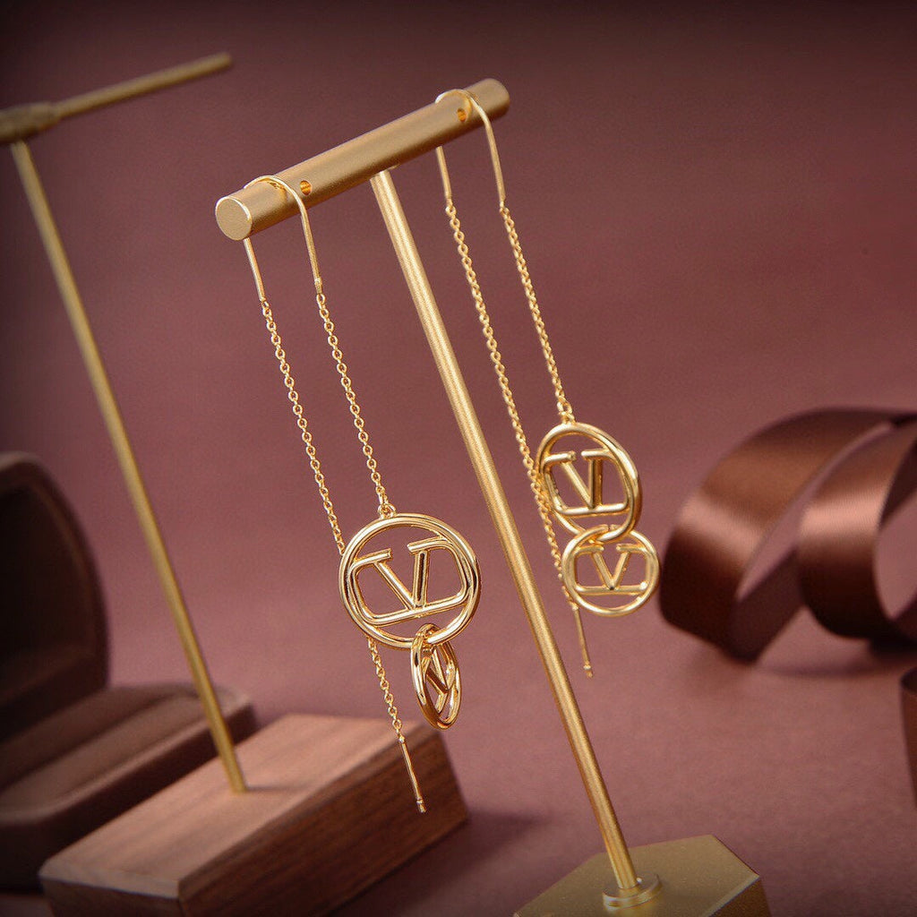 18K Valentino Vlogo Long Earrings