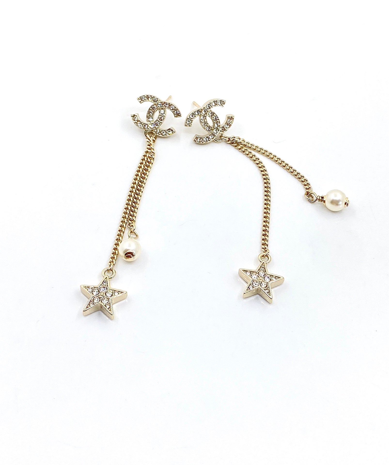 18K Chanel Pearl & Star Earrings