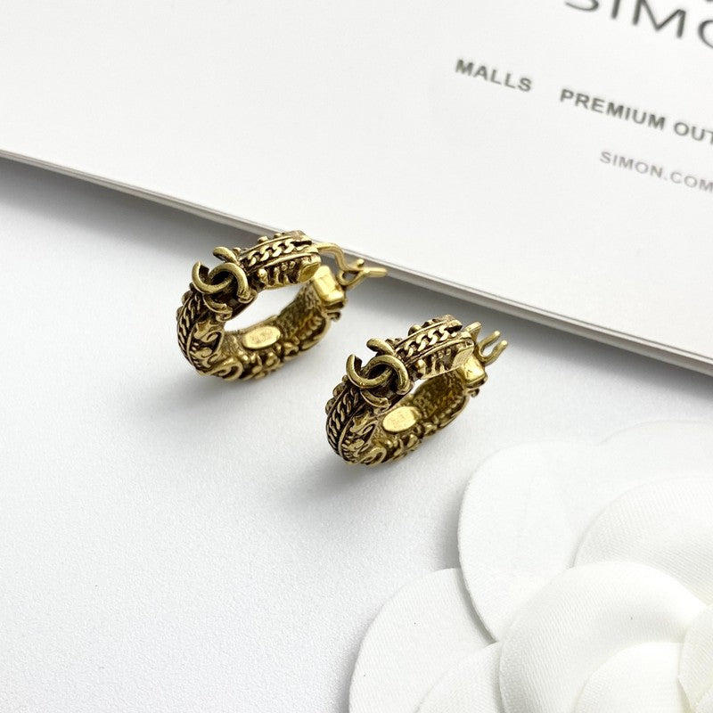 18K Chanel 24C Vintage Gold Earrings